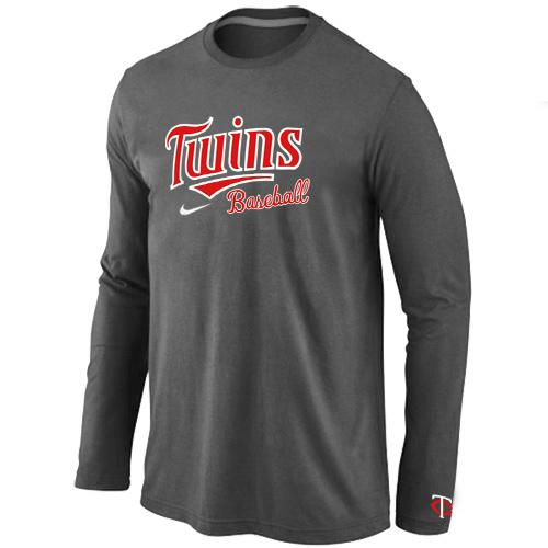 Cheap Nike Minnesota Twins Long Sleeve MLB T-Shirt D.Grey For Sale